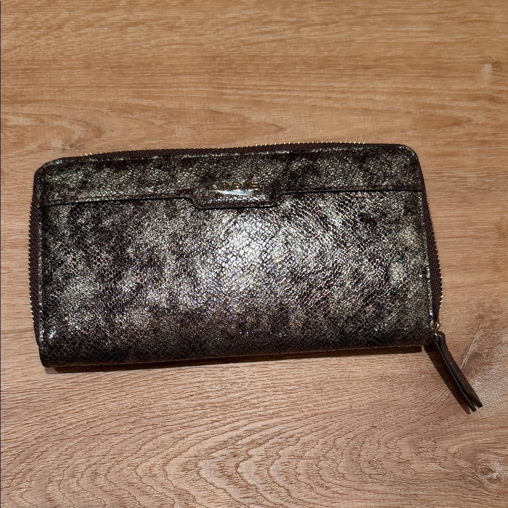 LODIS Metallic Gunmetal Zip-Around Wallet